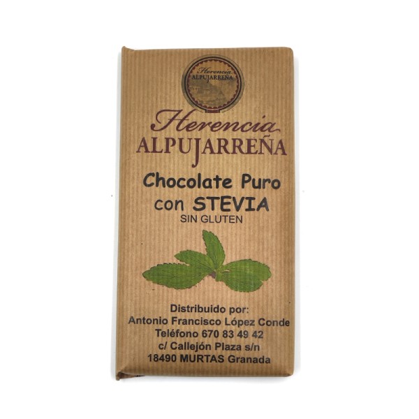 Tableta de chocolate artesano sin azúcar añadido y endulzado con stevia